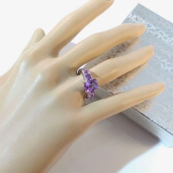 African Amethyst Ring Sterling Silver Size 9 - Picture 9 of 10